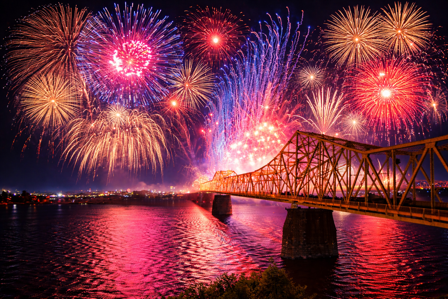 Fireworks Over the Bridge — On the Road